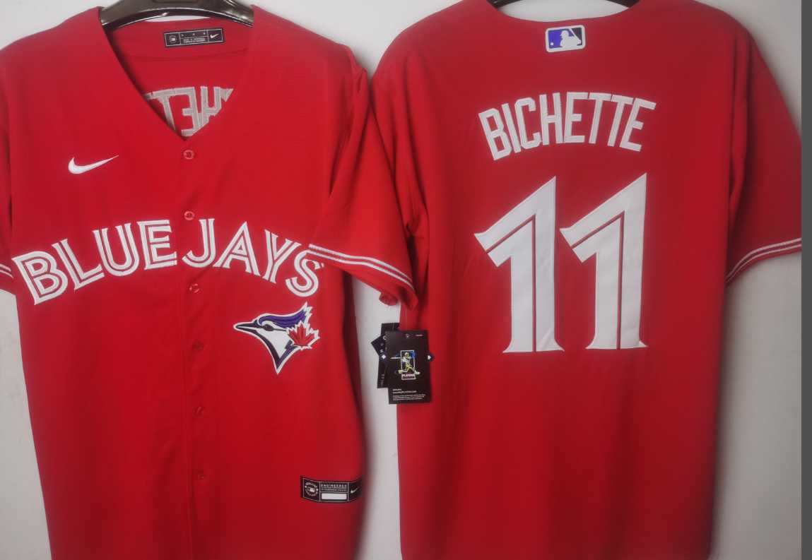 Mens Toronto Blue Jays #11 Bo Bichette Red Cool Base Stitched Jersey